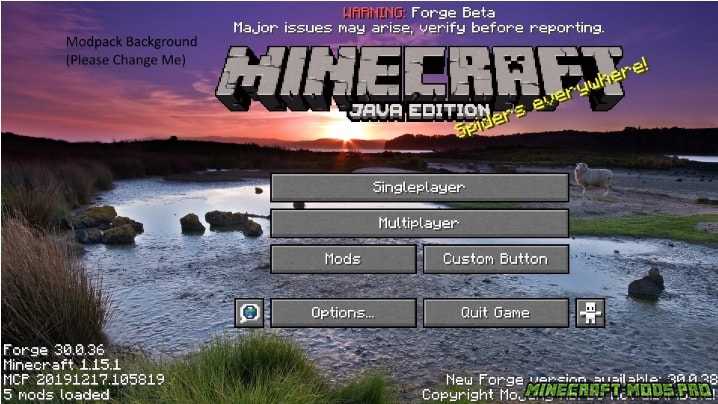 Мод PackMenu Изменение Меню